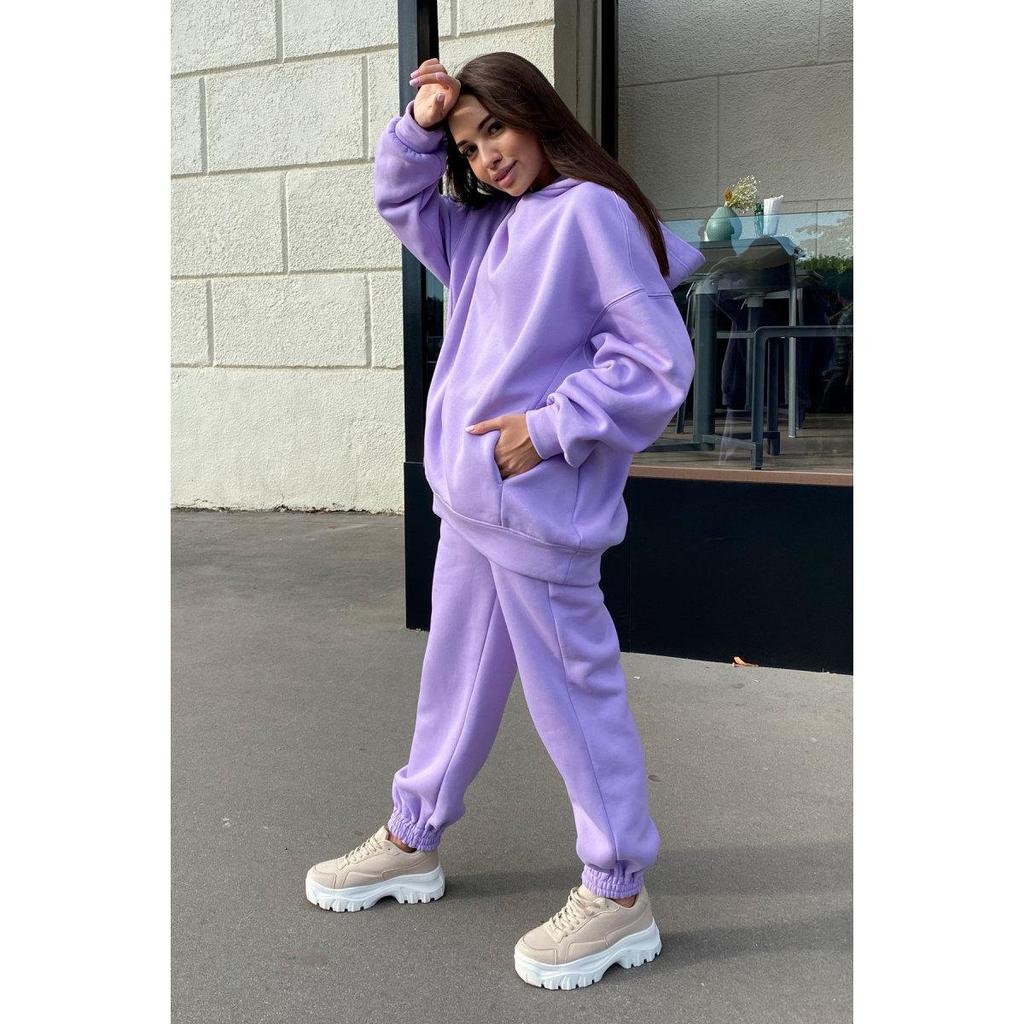 Women's Set Solid Color Hooded Sweatshirt Casual Trousers Two-piece Set