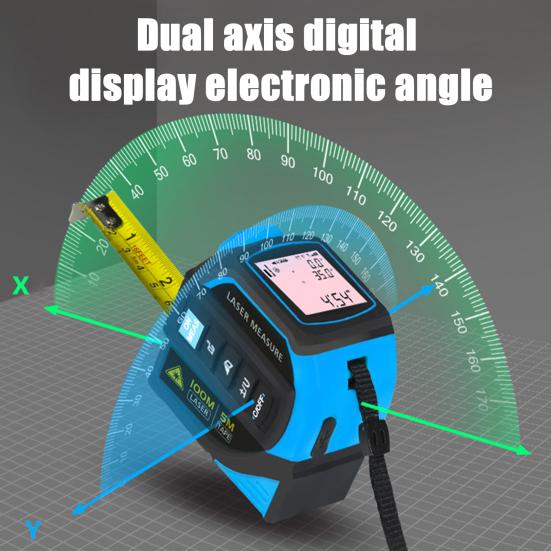 Digital Tape Measure High Accuracy 40/60/80/100M Light Measuring Tool Backlit LCD Display Rechargeable DIY Construction Electric Distance Meter