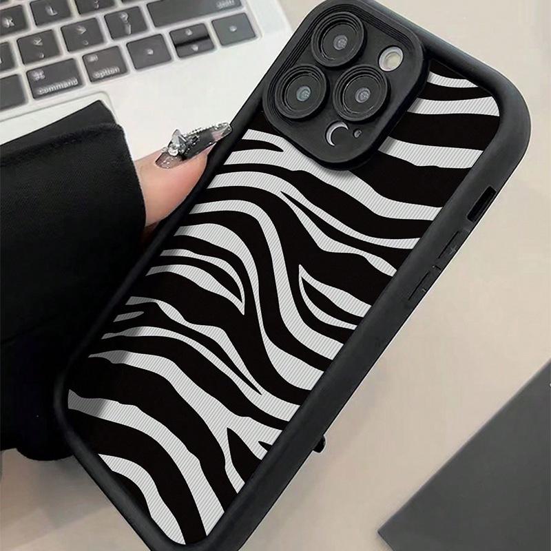Black zebra pattern is suitable for Apple iPhone17Pro Max mobile phone case 16 all-inclusive 15 light luxury 13 creative 12/11