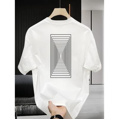 European Size Men's T-Shirt -Streetwear Style Short Sleeve Round Neck Summer Casual Tee with Hot Transfer Print Logo