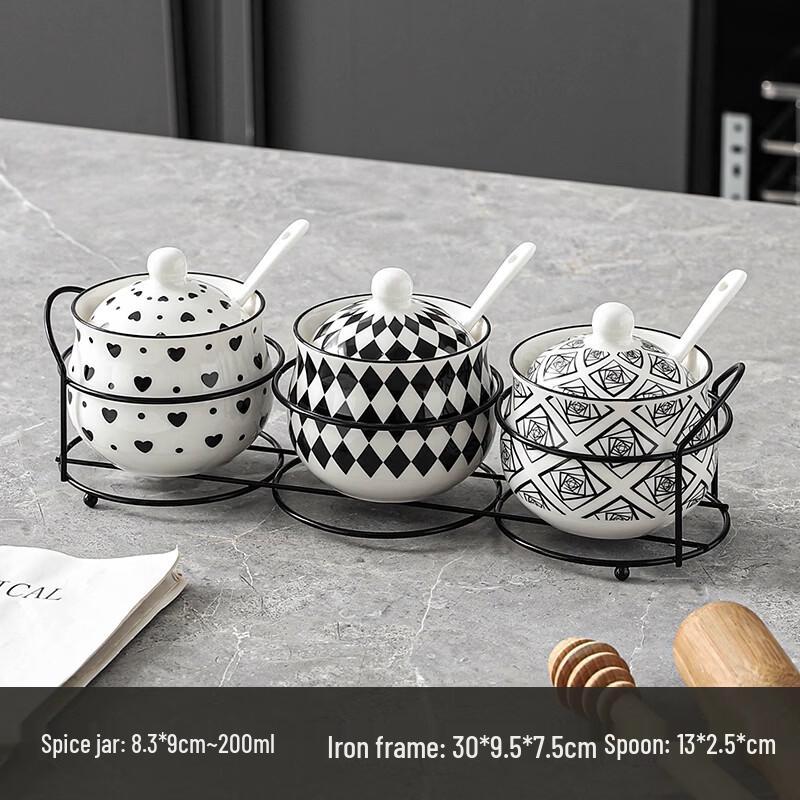 Керамический набор баночек для специй в китайском стиле с ложками