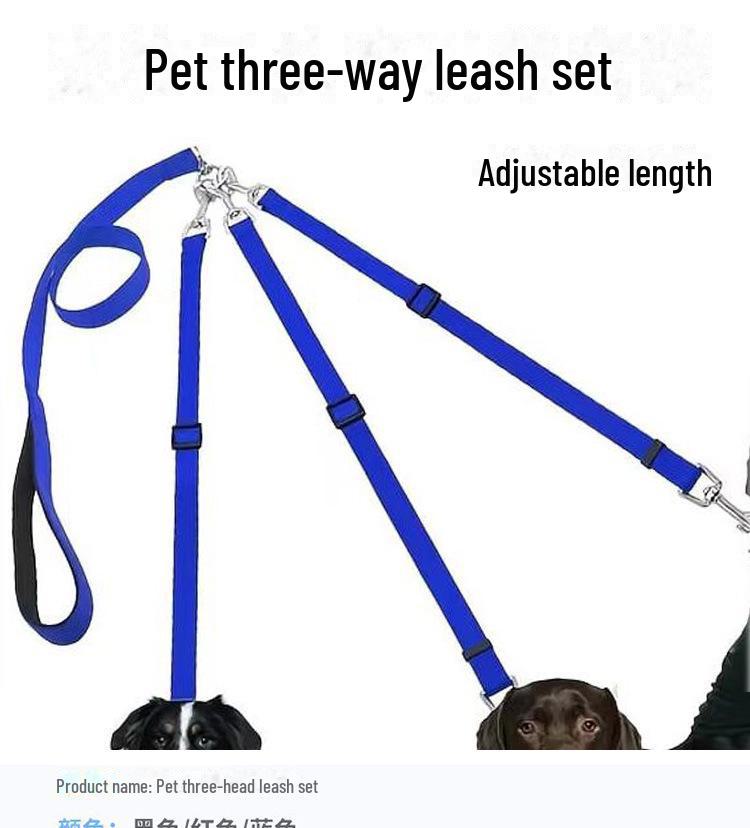 

Поводок для собак с тремя регулируемыми головками для маленьких, средних и крупных собак — идеально подходит для прогулок на свежем воздухе. 2.5 cm Width синий