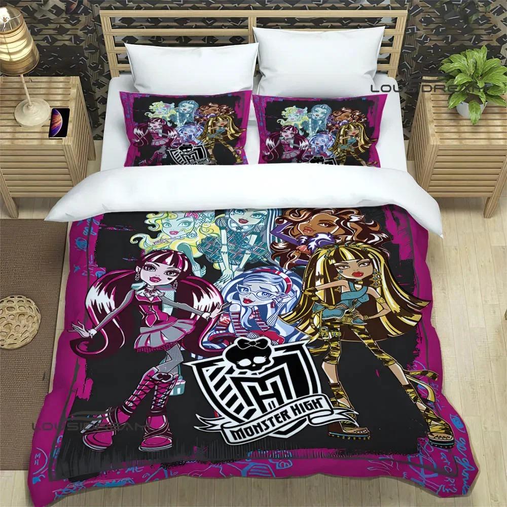 

Набори постільної білизни з принтом Monster High із мультфільмами. Вишукані набори речей. Підодіяльник. Підодіяльник. Комплект постільної білизни. Розкішний подарунок на день народження. AU Single 140x210cm