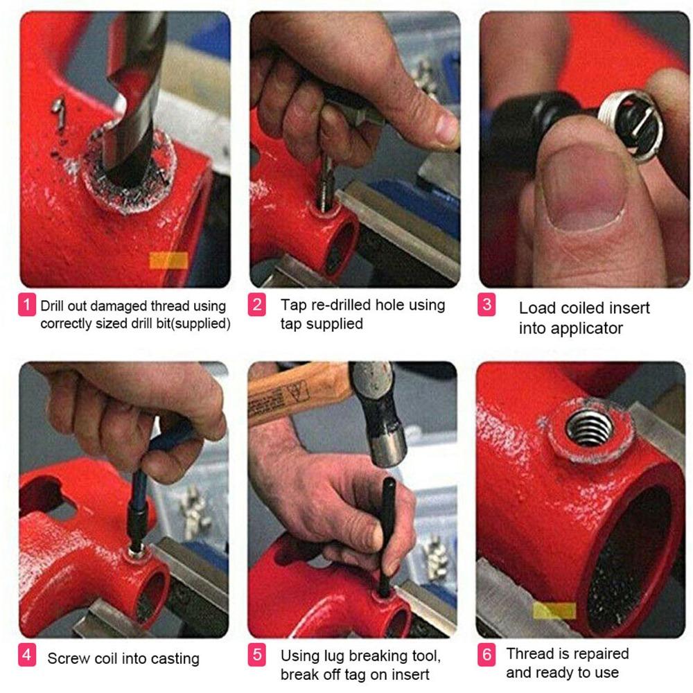 25Pcs M7x1 Threaded Insert Kit Metric Threading Tool  for Auto Parts and Processing Machinery