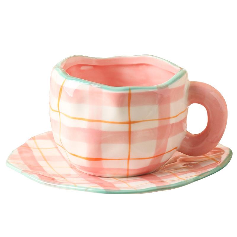 200ML Vintage Retro Diner Style Classic Cream Coffee Mug Custom Creative Ceramic Coffee Tea Milk Dinner Cup and Saucer Set 350ml