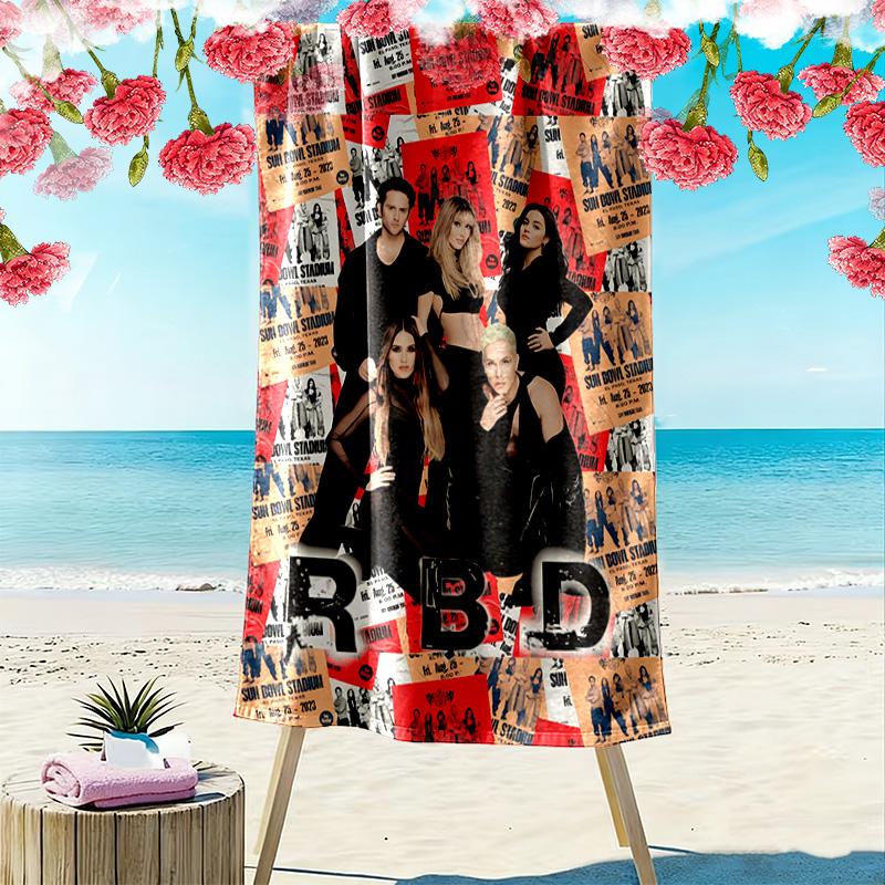 RBD Band Print Beach Towel, Large Soft Quick Dry Towel for Beach Camping Swimming