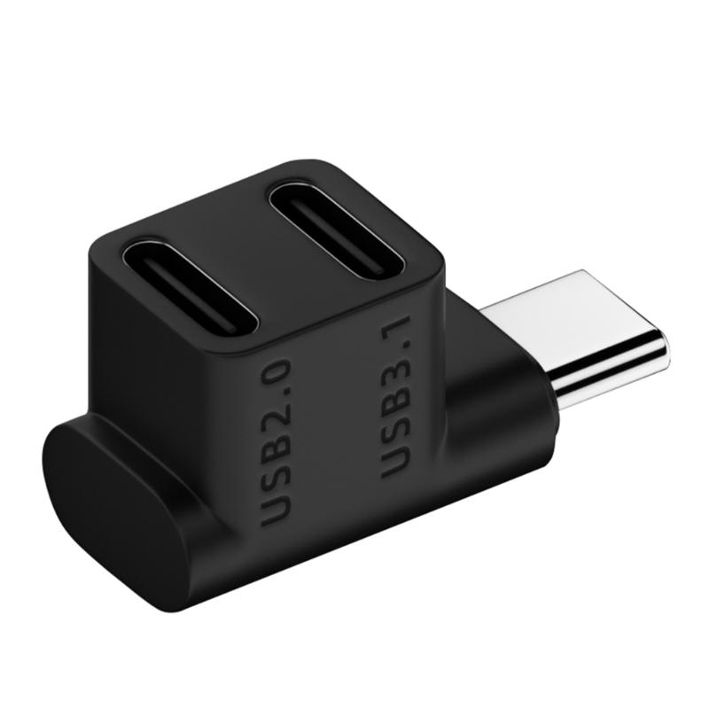 2-in-1-Winkeladapter USB C Typ-C Stecker auf Buchse Spielkonsole Datenverlängerungskonverter für Steam Deck Phone