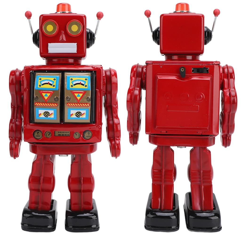 Electric Robot Toys Multipurpose Simulation Innovative 360 Degree Rotation Electric Walking Robot Tin Toy for Kids Presents Collection Red