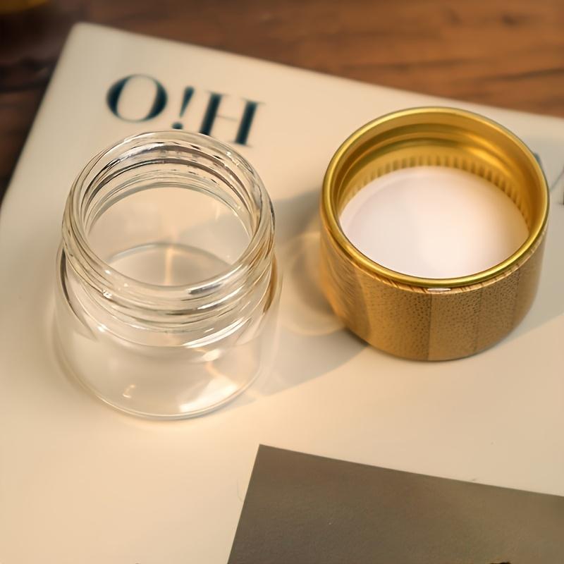 6 Pack Mini Sealing Glass Jars with Elegant Wood Grain Lids -Perfect for Travel,Camping,Kitchen Storage and Organizing Spices,Nail Art,Earrings,Paints