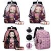 Demon Slayer Anime Cartoon Backpack Set For Students Durable Breathable And Lightweight