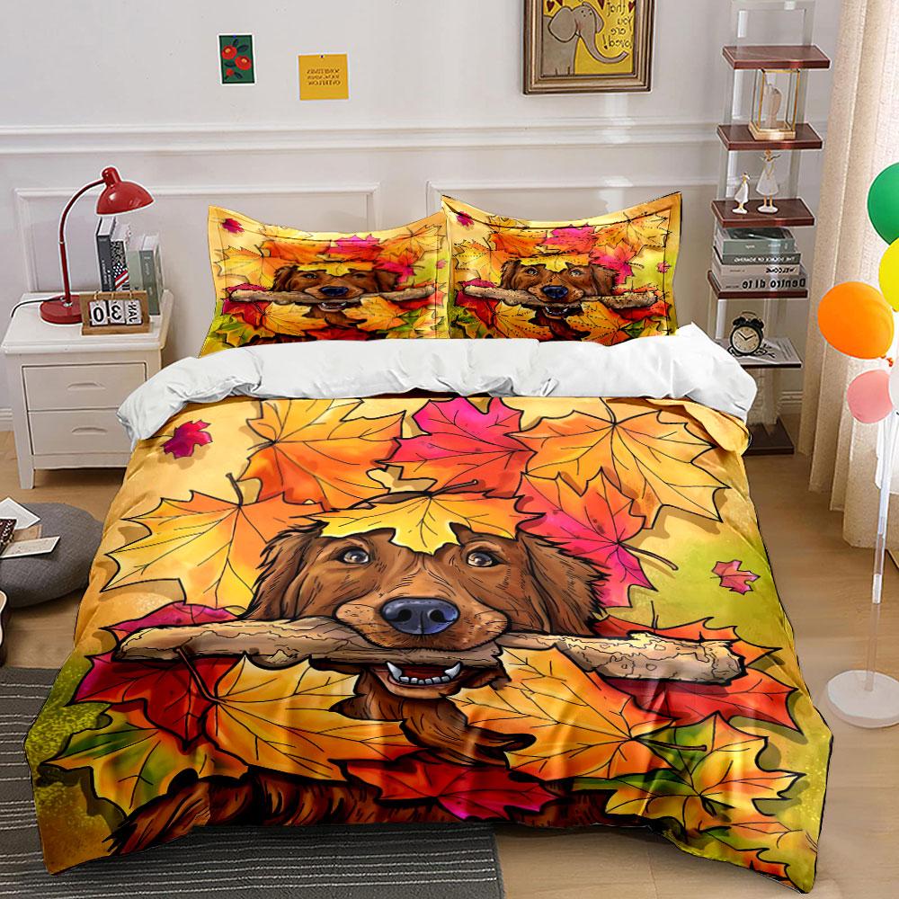 Autumn Leaves Decor Set Soft Comfortable Duvet Cover Bedding Set Included 1*Duvet Cover & 2*Pillowcases, Gift