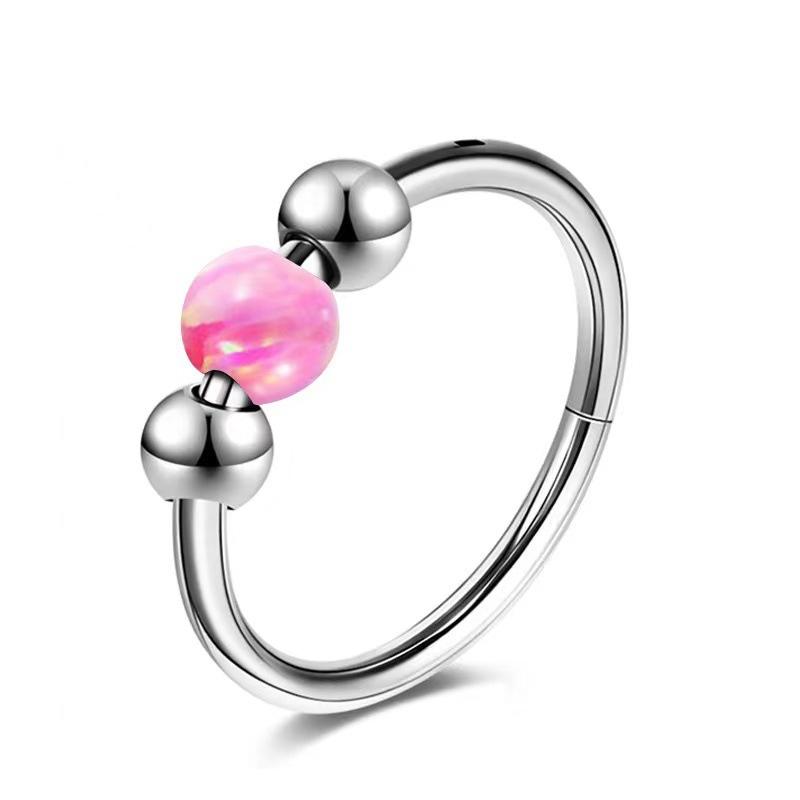 1Pc Blue Opal Nose Piercing Gold Color Septum Ring Stainless Steel Nose Clicker Ear Helix Cartilage Piercings 18G Jewelry