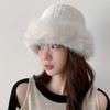 Fluffy Hat Plush Bucket Hat Knitted Hat Winter Plush Hat Leisure Beanie Hat  Warm