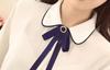 [PureAribon] Plus Size Office Lady Holiday Collection Blouse, TOKYO GOODS MARKET (White/Blue Ribbon, 4XL)