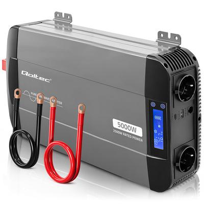 Convertitore di Tensione a Onda Sinusoidale Pura Qoltec | 12V a 230V | 1500/3000W | LCD | USB | USB-C | Compatibile con LiFePO4 GEL AGM
