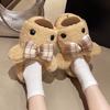 Fashion New Winter Unisex Cartoon Cow Warm Plush Slippers Couple's Indoor Non-slip House Slides Men and Women Toe Wrap Home Cotton Shoes