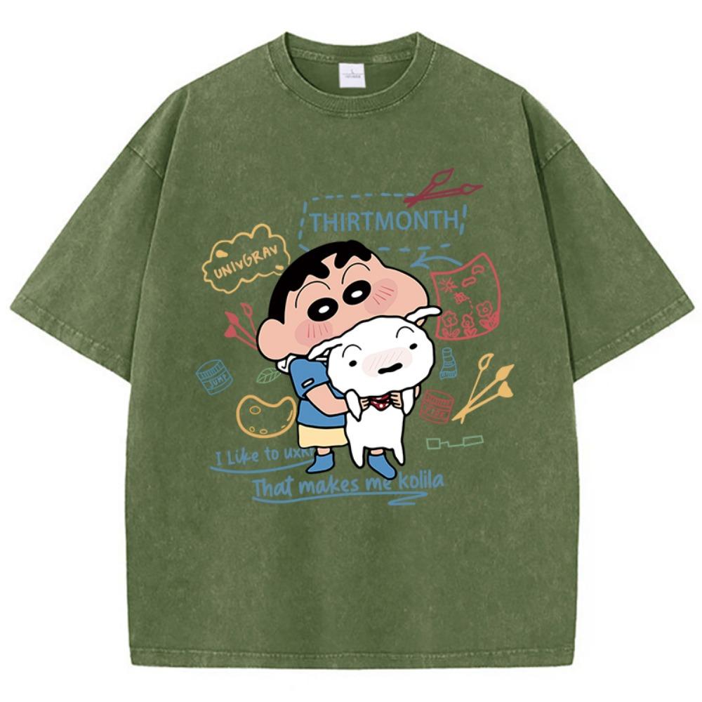 

Футболка с Крэйоном Шин-Чаном, держащимся за Сяобая, летняя, в американском ретро-стиле, из хлопка, с дизайном, мягкая, с коротким рукавом XL