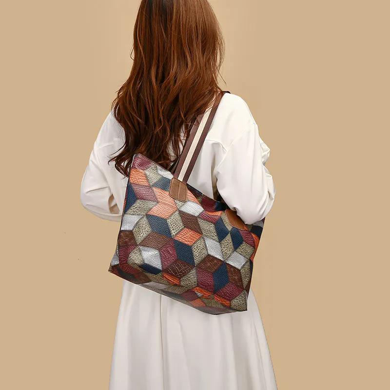 WTEMPO Retro Fashion Bestselling Soft Faux Leather Single Shoulder Bag High-end Versatile Women's Color-blocking Crossbody Tote Bags