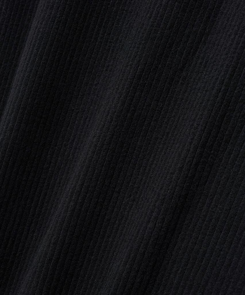 NOIRER Ribbed Henley Neck Long Sleeve T-Shirt (Black)