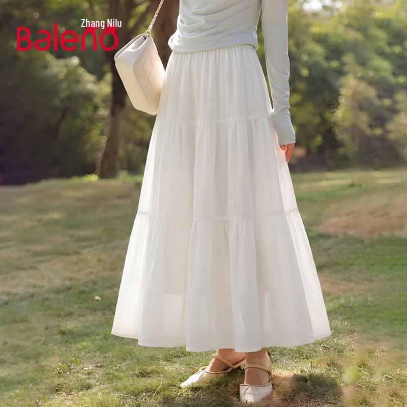 Baleno Women s Tiered Elastic Waist Midi Skirt One Size белый
