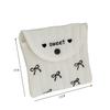 Korean-Style Embroidered Clutch Sweet Bowknot Embroidery Cosmetic Bag Sanitary Pad Pouch  Women