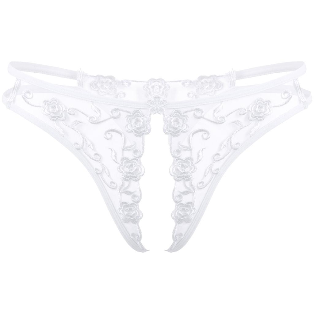 Adult Men Lingerie Briefs Flower Embroidery Lace Thong Underwear