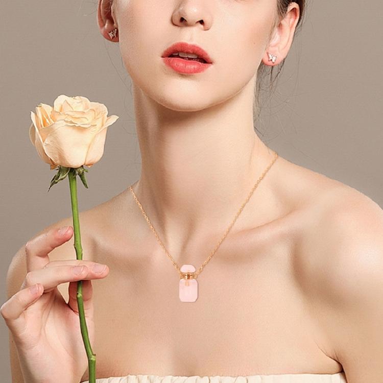 Unique Crystal Perfume Flask Necklace Pendant Adjustable Length Clavicle Chain Stainless Steel Cable Chain Women Choker