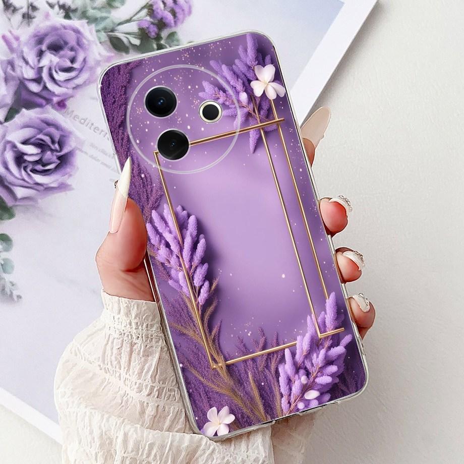 For Vivo Y39 5G Y300i 5G / Vivo V2436 V2444A Back Cover Girly Fashion Flower Butterfly Painting Case Soft Clear Silicone Funda