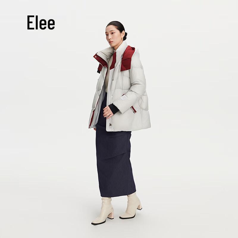 Aolaiyi Women's Detachable Hood Color Block Goose Down Jacket