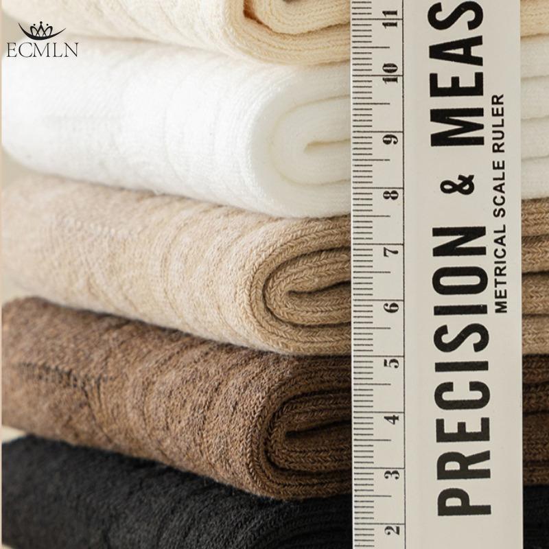 Women's Mid-tube Socks Autumn and Winter Thick Warm Terry Socks Retro Hemp Pattern Solid Color Women's Socks