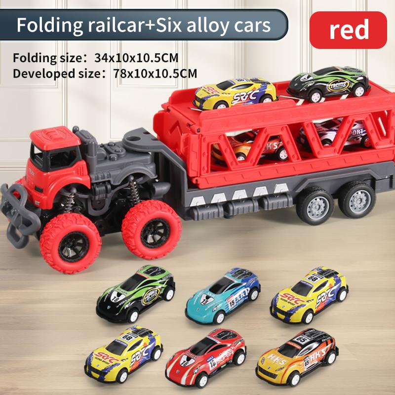 

Deformable Rail Car Ejection Folding Big Truck Toys For Kids Container Transporter Playset Kids Present For Kids