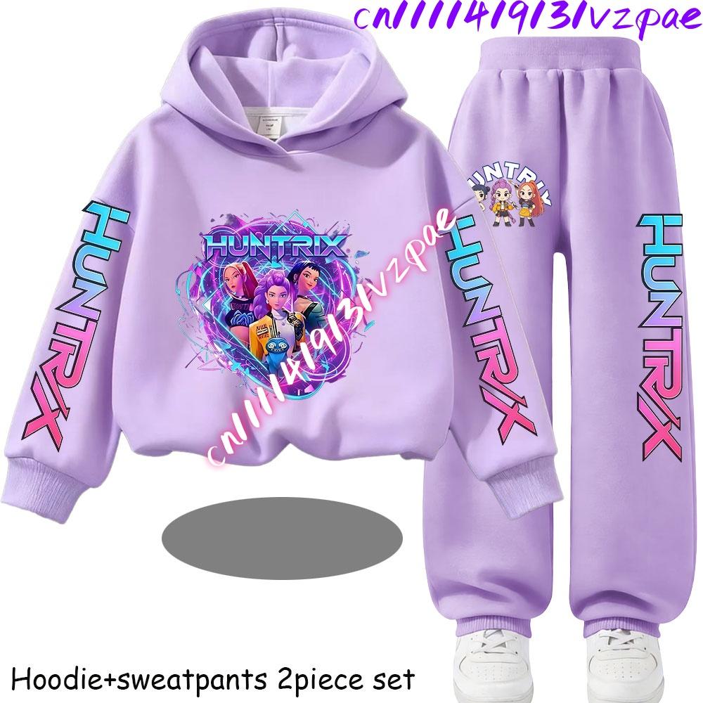 TZWY2026 Autumn KP Op Girls Print Clothing Children Hoodie 2pcs Set Pants Suit Kids Tracksuit Splice Sport Tracksuits