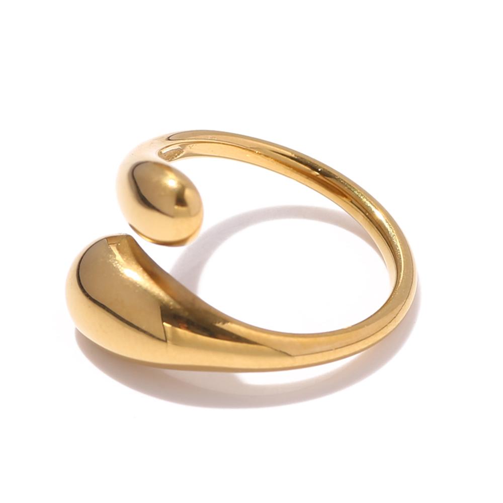 

SUNIBI Double Opening Ring for Woman Golden Glossy Feather Design Ring 316 Stainless Steel Women s Fashion Jewelry