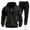 Autumn and winter men's sweater hoodie zipper multi-pocket jumper men's suit sports and leisure suit