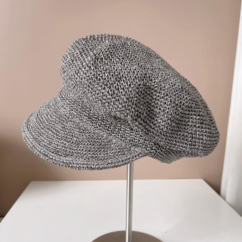 

Ins летняя японская мягкая дышащая ручная вязаная крючком восьмиугольная шляпа для отдыха из натуральной травы для мужчин и женщин, козырьки, кепка One Size