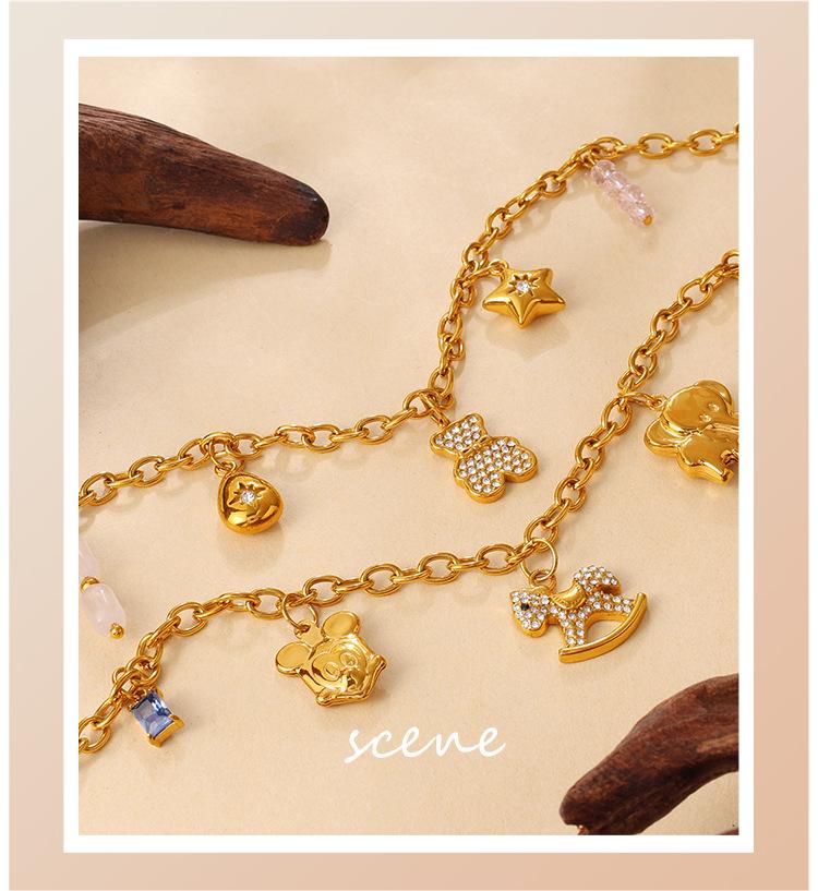 Charming Pig & Elephant Pendant Necklace for Women - Cute, Delicate Animal Design