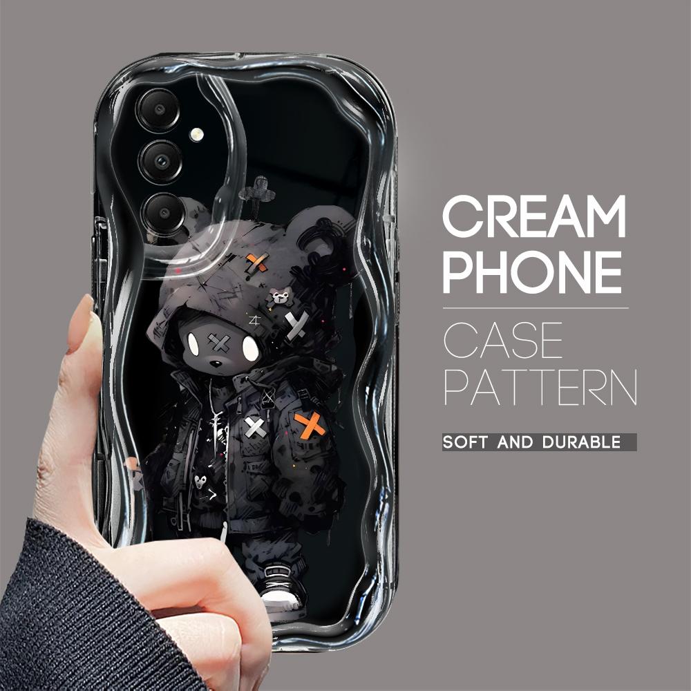 

Милый мультяшный узор, кремовая текстура, мягкий силиконовый чехол с волнистыми краями, чехол для телефона Samsung Samsung S24 Ultra 5G чёрный