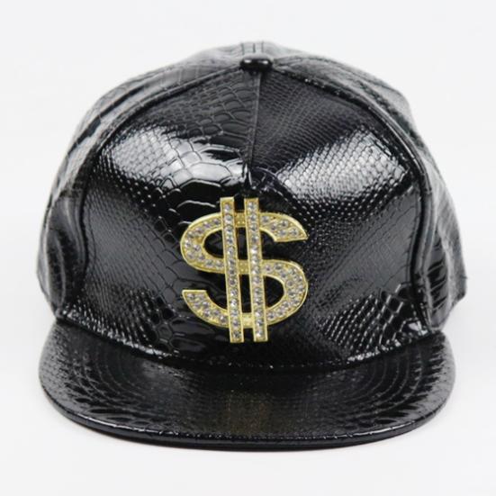 Baseball Cap Hip Hop Crocodile Skin Texture Rhinestone Decor Adjustable Buckle Cash Sign Sun Protection Anti-UV Glossy Punk Street Dance Hippie