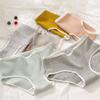 2Pcs/Set Women Cotton Waffle Grid Panties Fashion Solid Low Waist  Briefs Female Korean Style Underwear Soft Breathable Lingerie