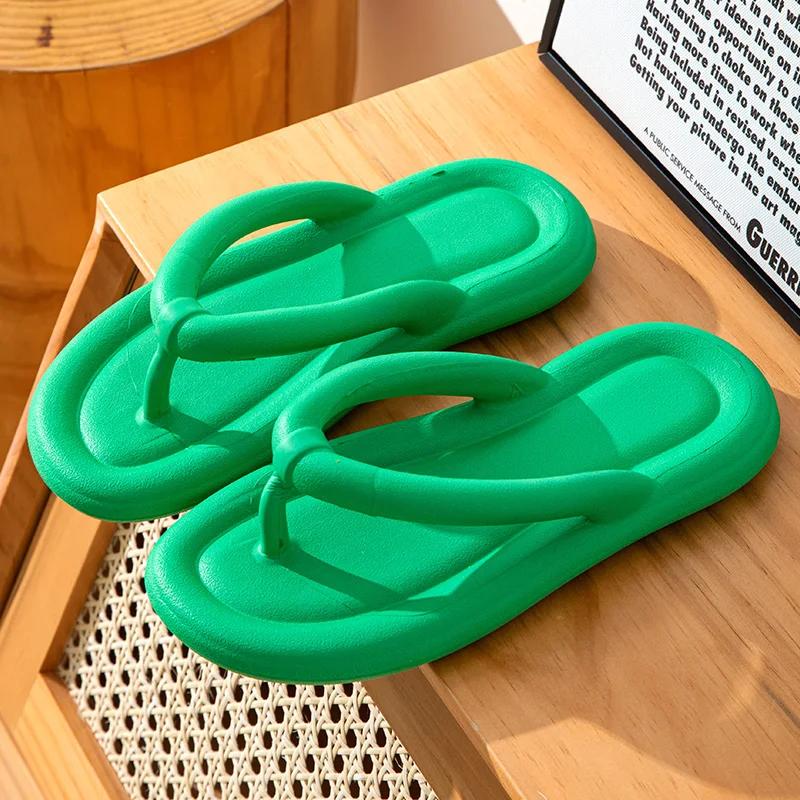Soft Sole EVA Women's Flip Flops 2025 Summer Beach Non-slip Cloud Slippers Women Thick Platform Clip Toe Bathroom Slides
