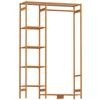 Bamboo Coat Rack with 6-Tier Shelving and Hanger Bar, 90x30x145cm, Natural Wood