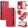 For iPhone 16 Plus Case Rhombus Grid PU Leather Wallet Crossbody Phone Cover