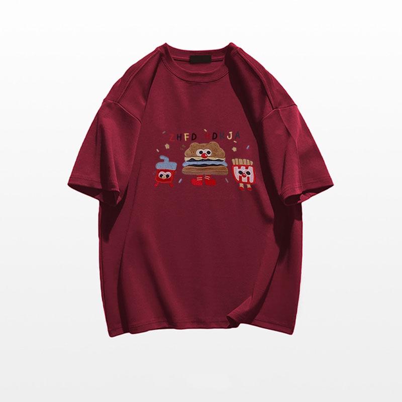 

Женская серая хлопковая футболка оверсайз - Новый дизайн свободного кроя 2025 3XL вино красного