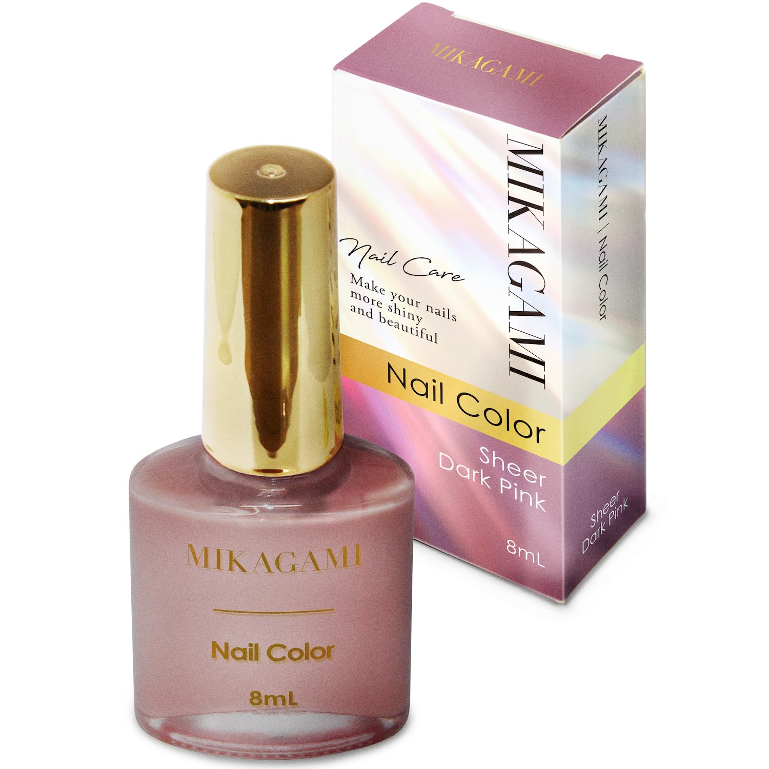 MIKAGAMI Nail Made in 8mL Dark Quick-Drying Polish, Japan, (Sheer Pink)