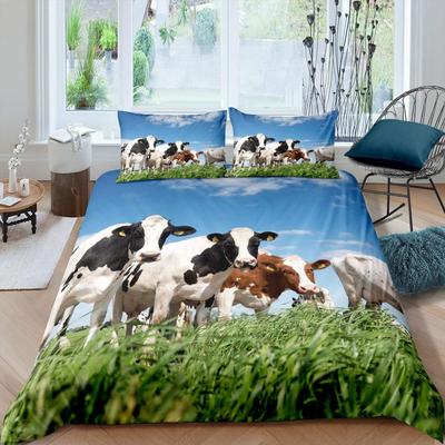 Juego de Funda Nórdica de Vaca Tamaño Individual King Encantador Juego de Ropa de Cama de Animales de Granja Funda Nórdica de Microfibra Para Decoración de Habitación de Adolescentes Adultos