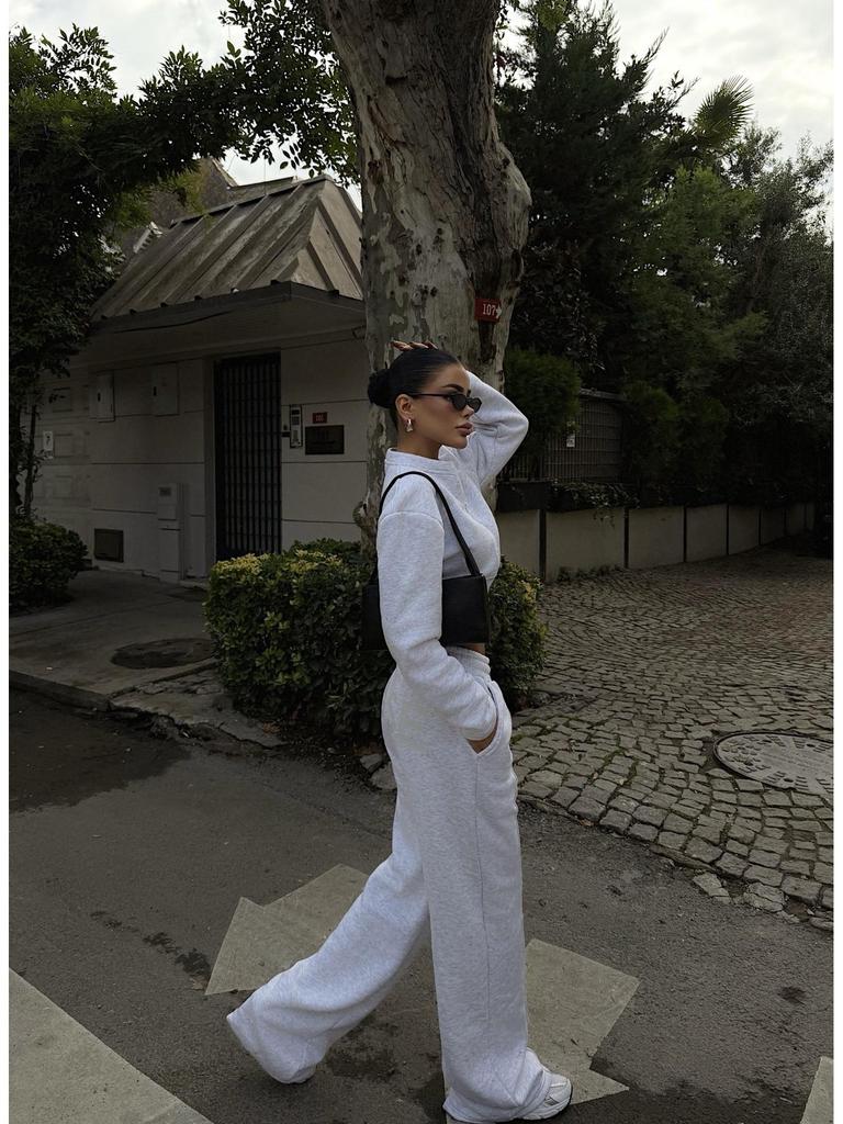European Casual Women's Sexy Zipper Cardigan & Lace-Up Pants Set - Spring/Autumn Wear