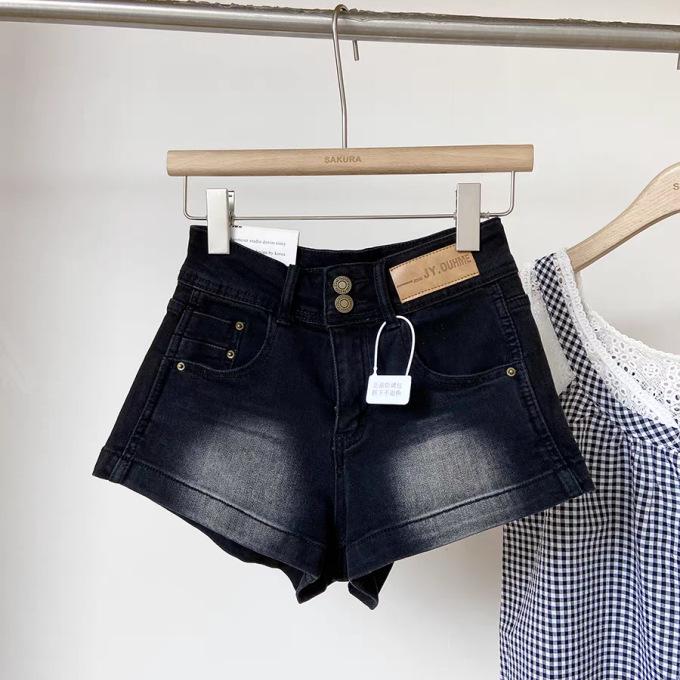 Summer 2025 Women's American Retro A-Line Hot Girl Denim Shorts - Slimming, Wide Leg, Super Short
