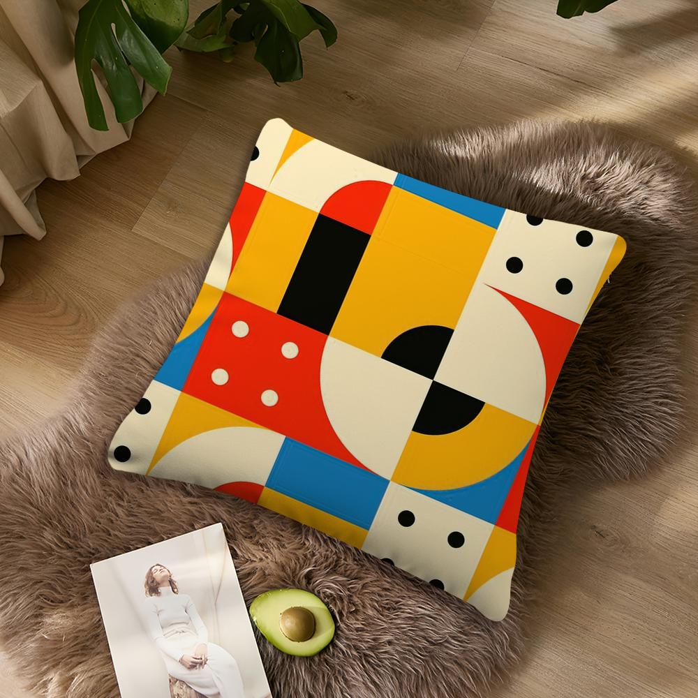 Geometric Bauhaus art Pillow Case Living Room Accent Couch Back Support Square Lounge Restful Nap Companion ?