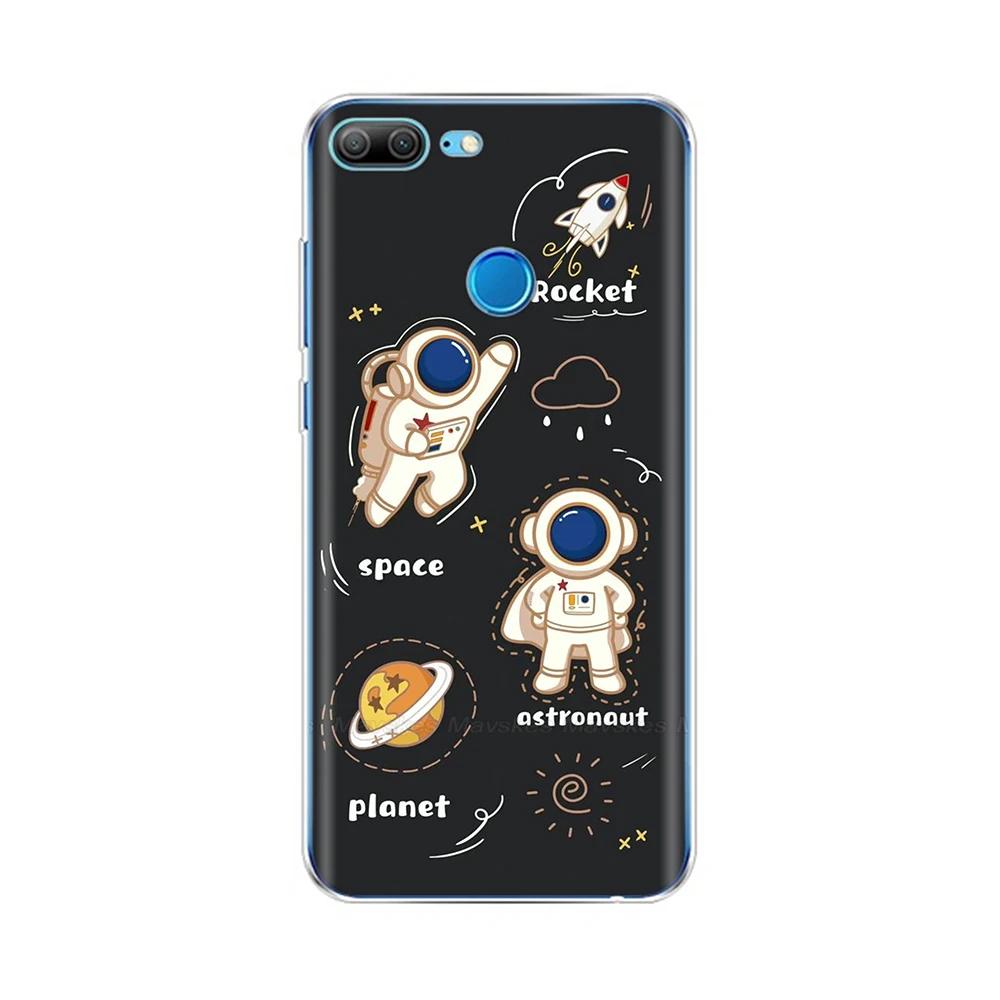 Phone Case For Honor 9 Lite Back Cover for Huawei Honor 9 Lite Cases Transparent Silicon TPU Protective Cats Flower Print Covers