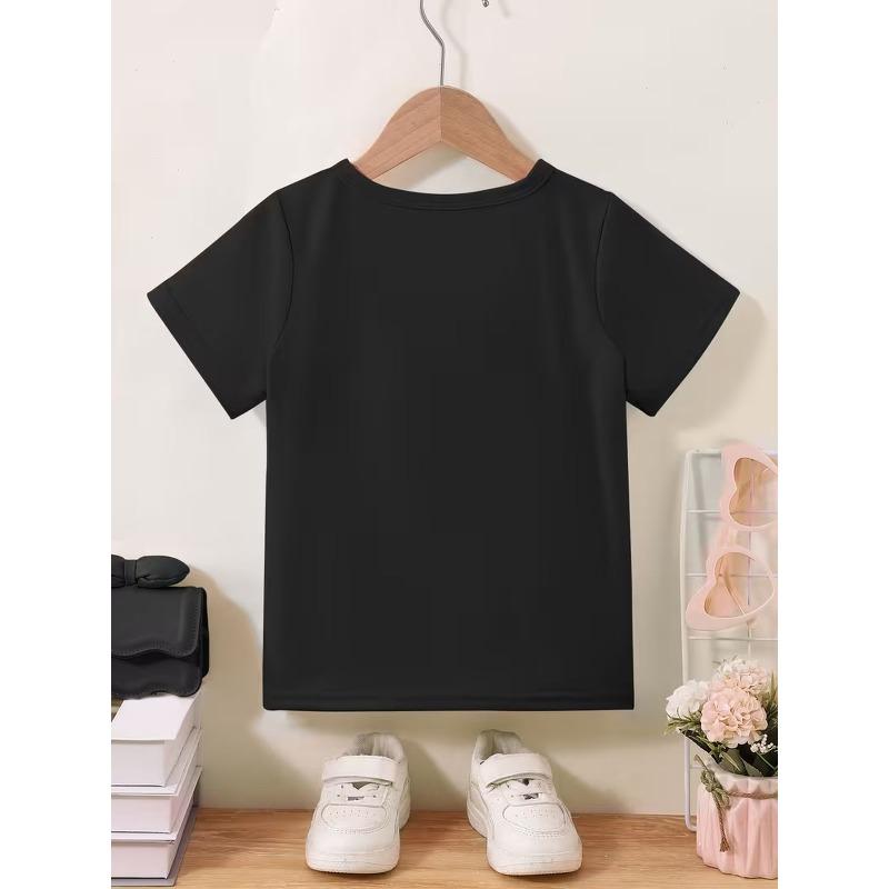 Girls Crew Neck Short Sleeve T-Shirt with Cartoon Tomato Surfing Print